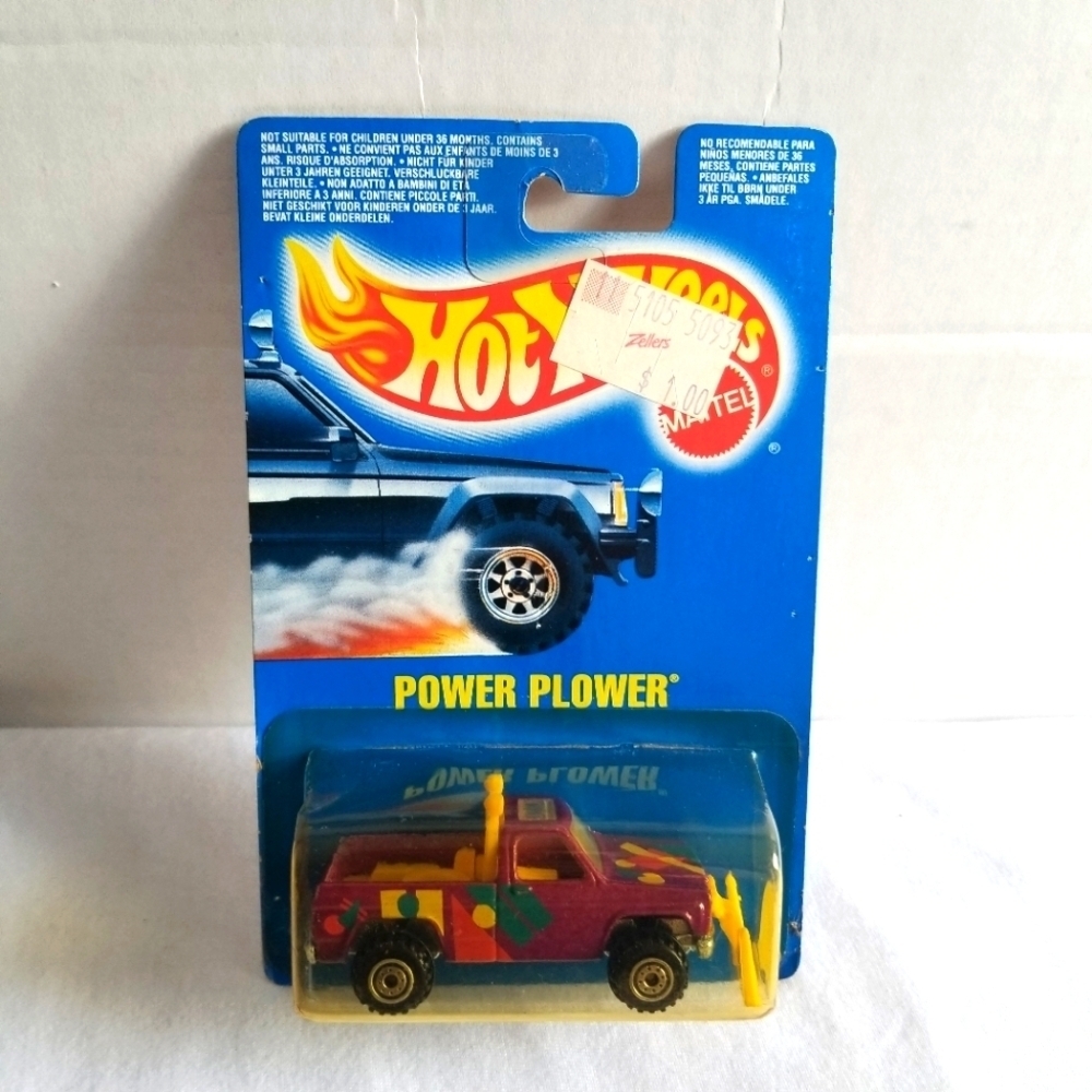 Purple & Yellow 1990 Hot Wheels Power Plower Diecast Toy Pickup Truck Unopen